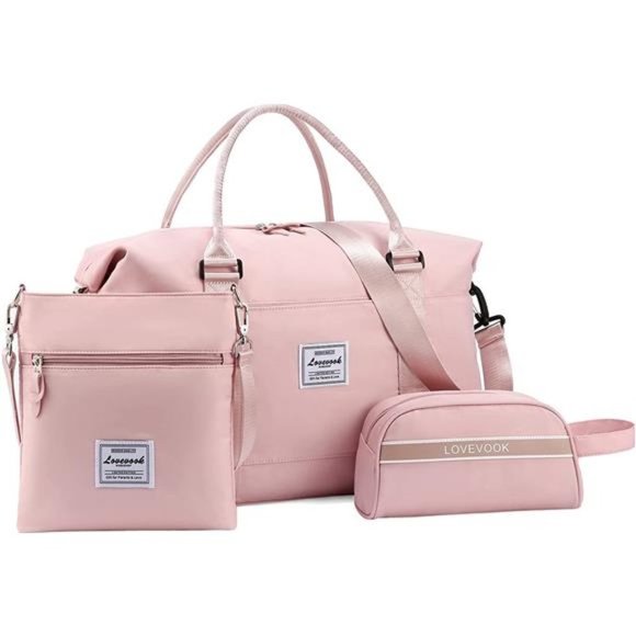 WEEKENDER Bag for Women Cute Travel B-Pink-Three pieces